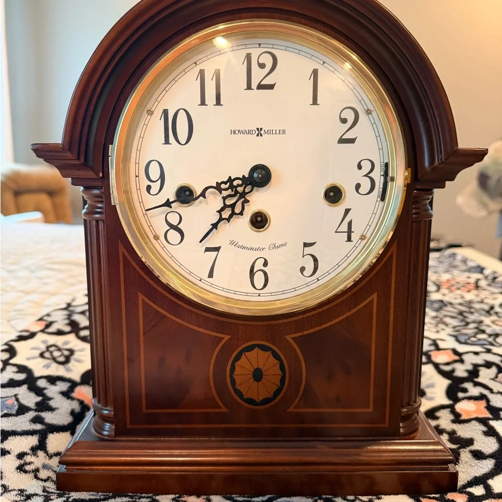 Howard Miller Classic Mantel Clock in Rich Brown Wood